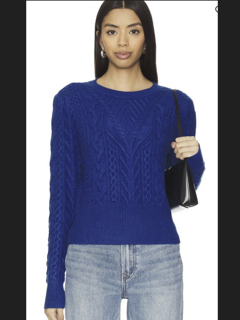 Favorite Daughter Cable Stitch Crop Sweater In Sapphire